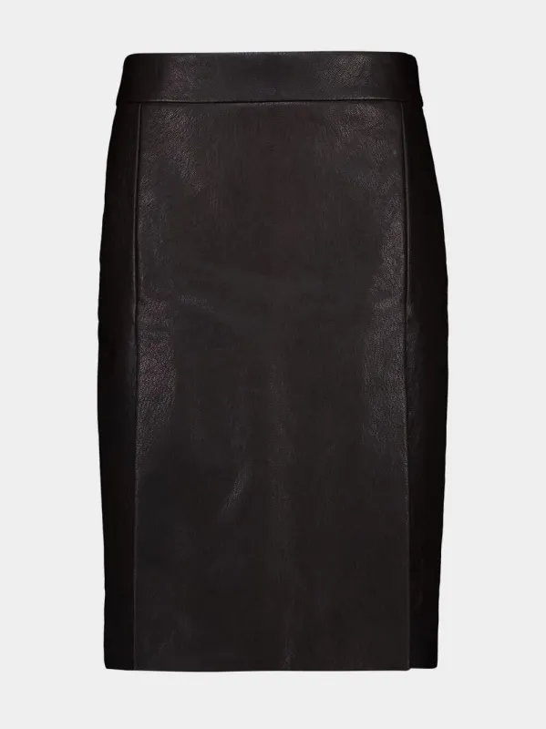 Espresso Leather Midi Skirt sold by Fashion Clinic