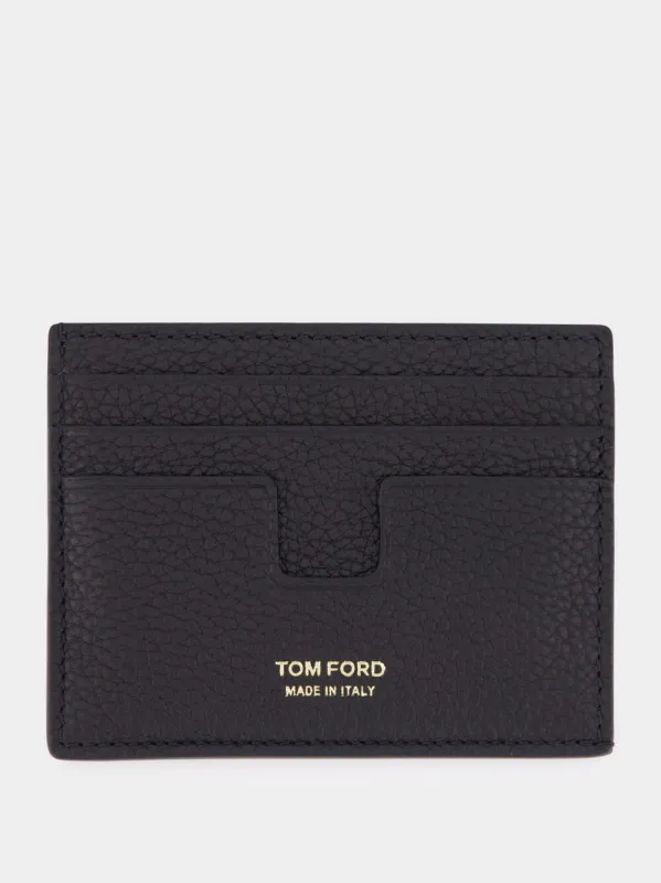 Black Grain Leather T Cardholder sold by Fashion Clinic