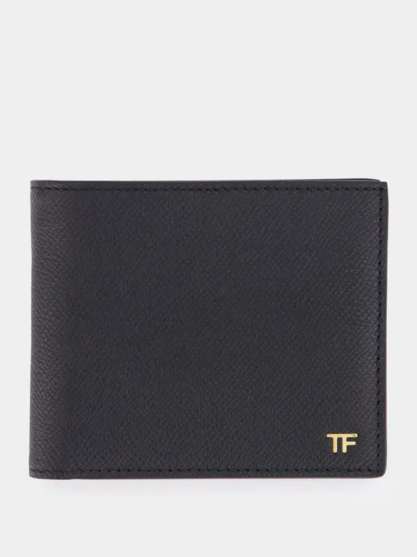 Black Small Grain Leather Bifold Wallet sold by Fashion Clinic