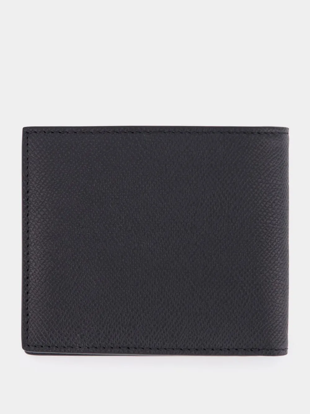 Black Small Grain Leather Bifold Wallet sold by Fashion Clinic product image thumbnail 2