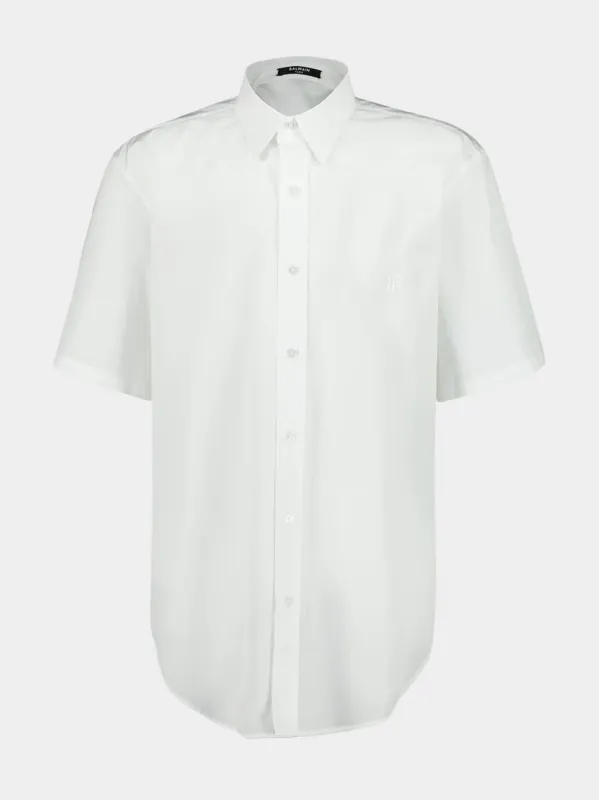 White Short-Sleeve Cotton Poplin Shirt sold by Fashion Clinic