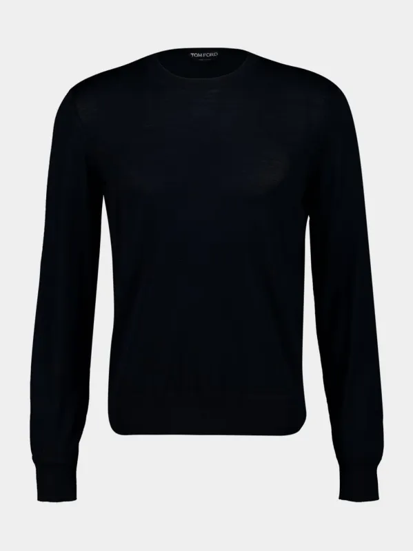 Black Wool Crew-Neck Knitwear sold by Fashion Clinic