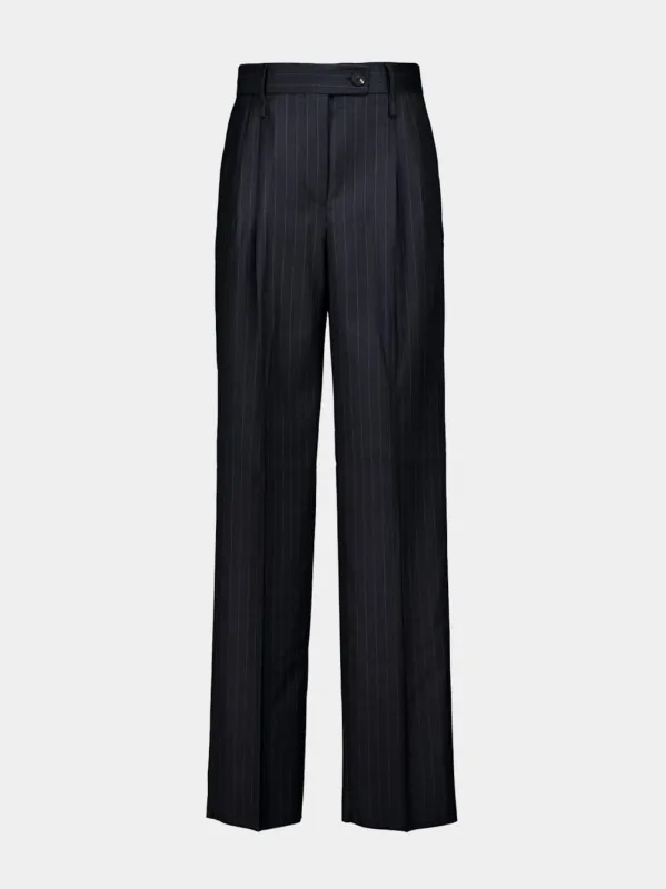 Charcoal Pinstripe Wool Trouser sold by Fashion Clinic