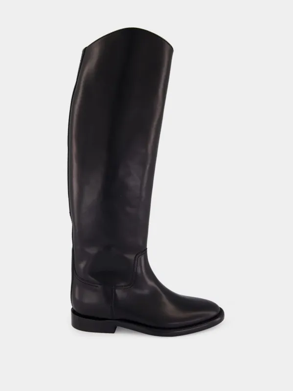 Black Idaho 20 Leather Knee-High Boots sold by Fashion Clinic