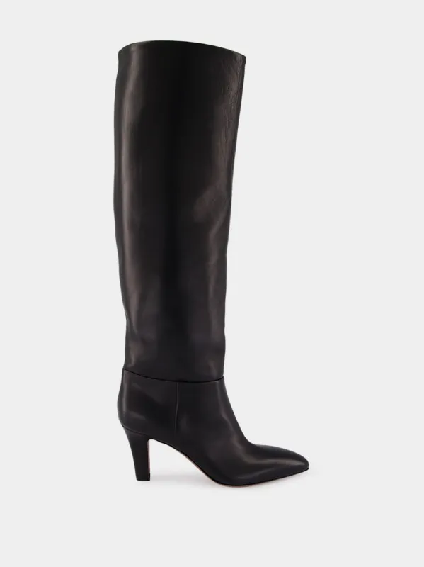 Black Elsa 75 Leather Knee-High Boots sold by Fashion Clinic