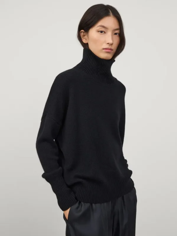 Black Heidi Cashmere Turtleneck Sweater sold by Fashion Clinic