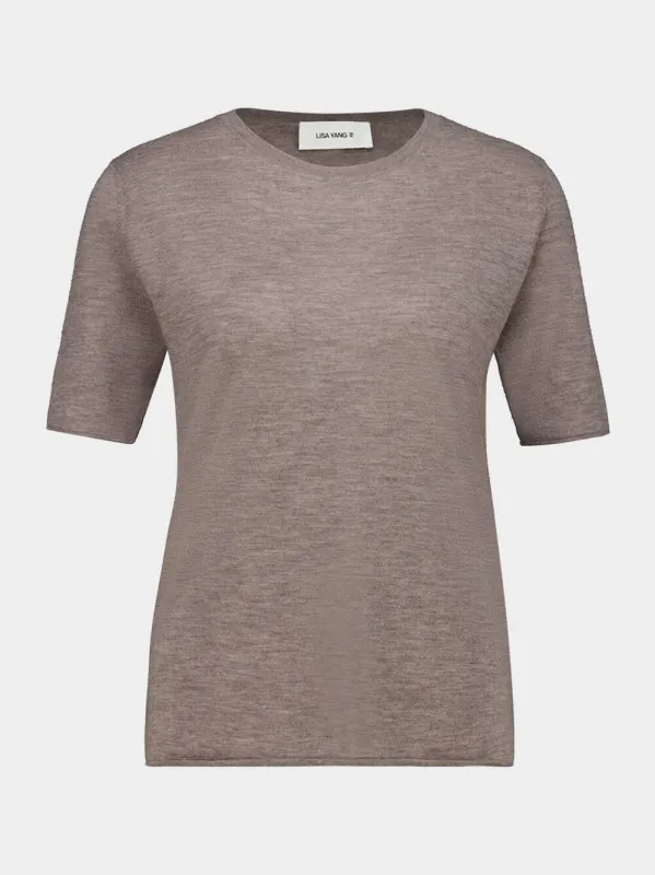 Light Brown Ari Cashmere T-Shirt sold by Fashion Clinic