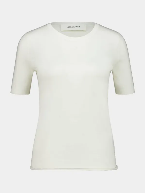 Cream Ari Cashmere T-Shirt sold by Fashion Clinic