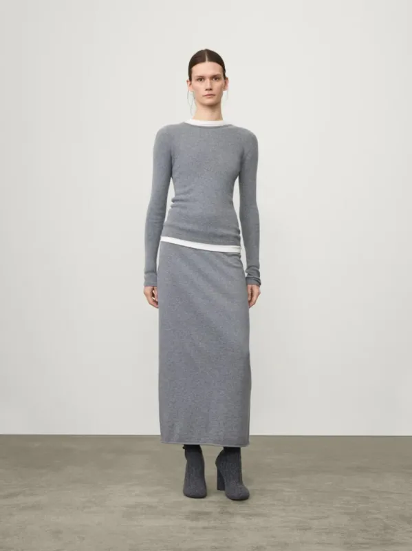 Light Grey Vivian Cotton Cashmere Top sold by Fashion Clinic