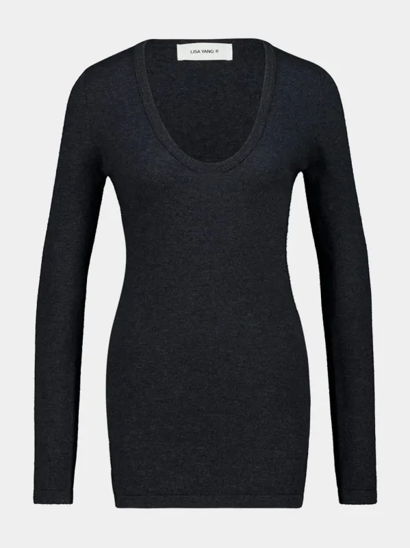 Dark Grey Amalea Cotton Cashmere Sweater sold by Fashion Clinic