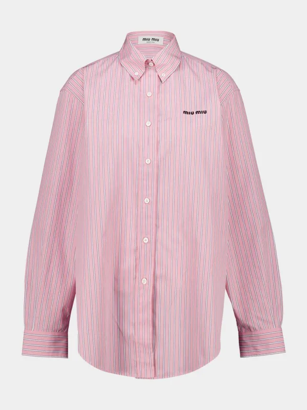 Pink Cotton Shirt with Logo Embroidery sold by Fashion Clinic