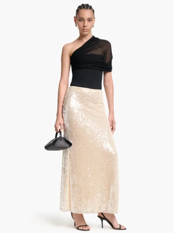 Macadamia Sequin-Embellished Linnei Skirt made by Altuzarra