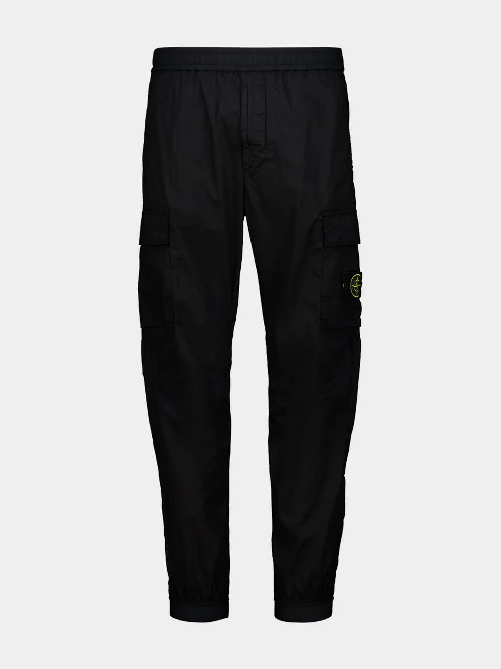 Black Stretch Cotton Cargo Trousers sold by Fashion Clinic