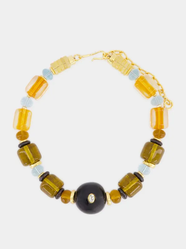Desert Mirage Beaded Gold-Plated Necklace sold by Fashion Clinic