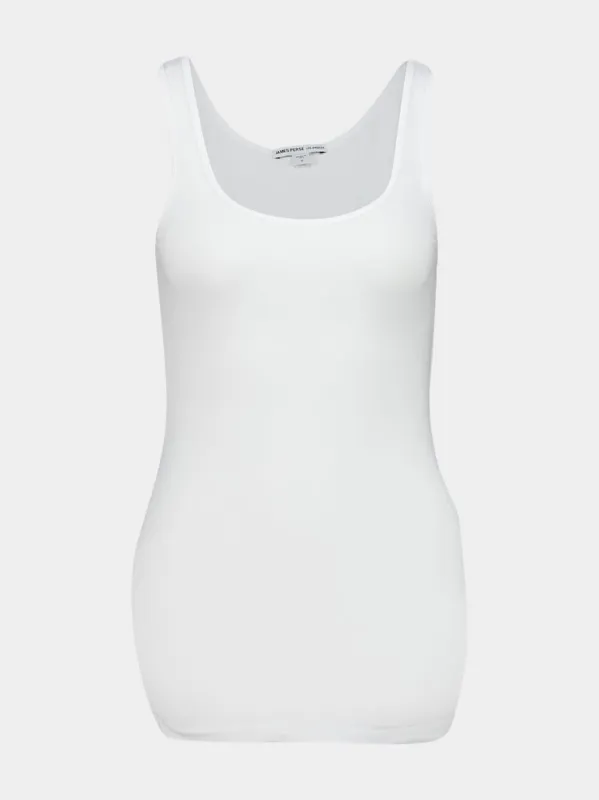 White Long Cotton Tank Top sold by Fashion Clinic