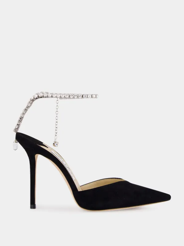 Black Suede Crystal-Embellished Saeda Pumps made by Jimmy Choo