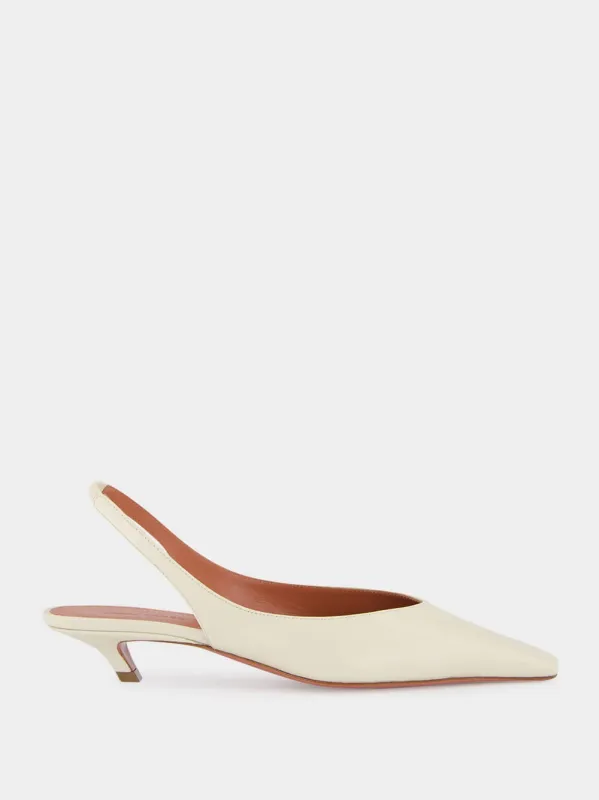 Almond Jamie Slingback Mid-Heel Pumps sold by Fashion Clinic