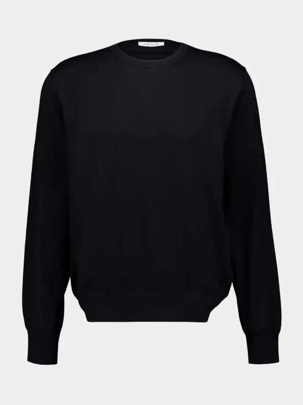 Black Wool Sweater with Grosgrain Detail sold by Fashion Clinic