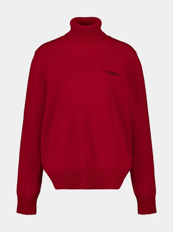 Deep Red Wool Cashmere Turtleneck Sweater sold by Fashion Clinic