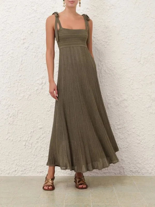 Wanderlust Metallic Olive Maxi Dress made by Zimmermann