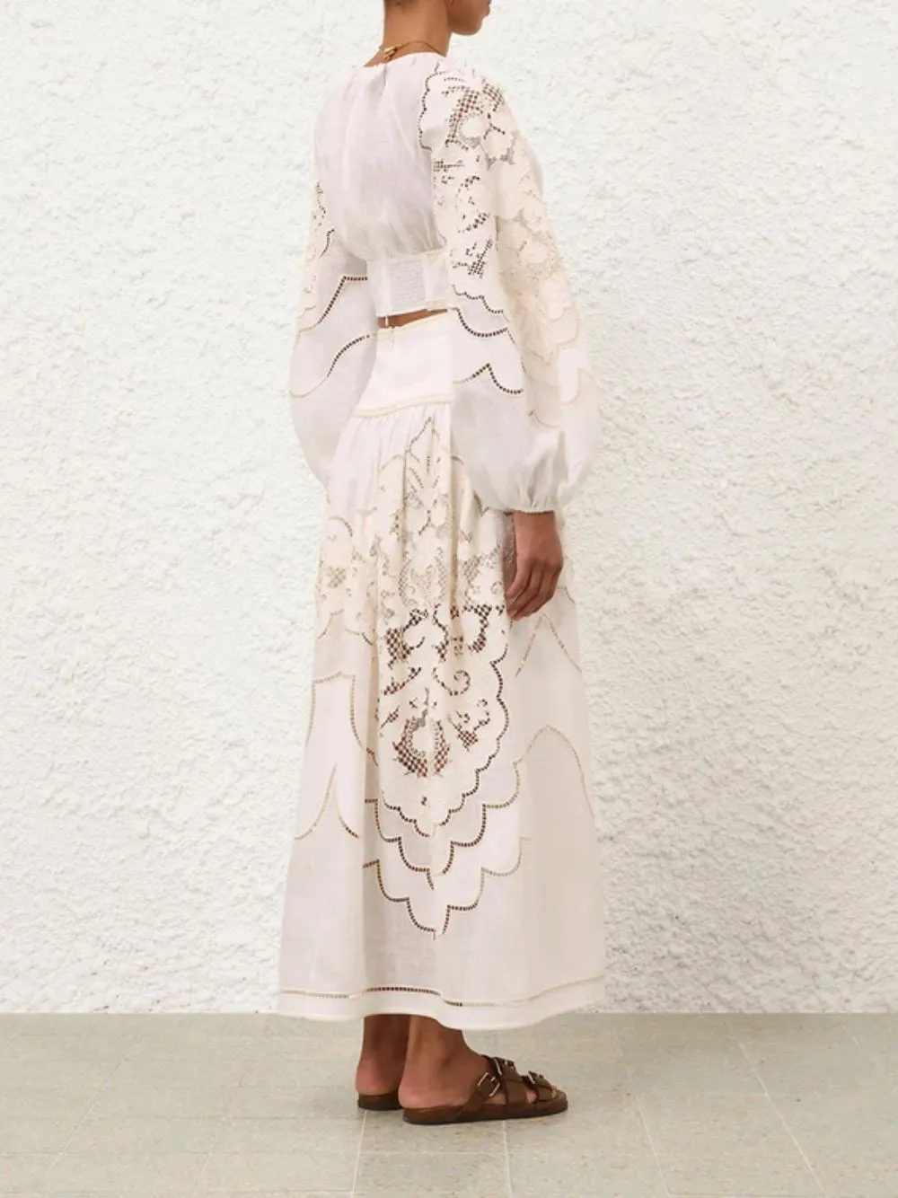 Daylight Embroidered Linen Bodice in Cream sold by Fashion Clinic product image thumbnail 3