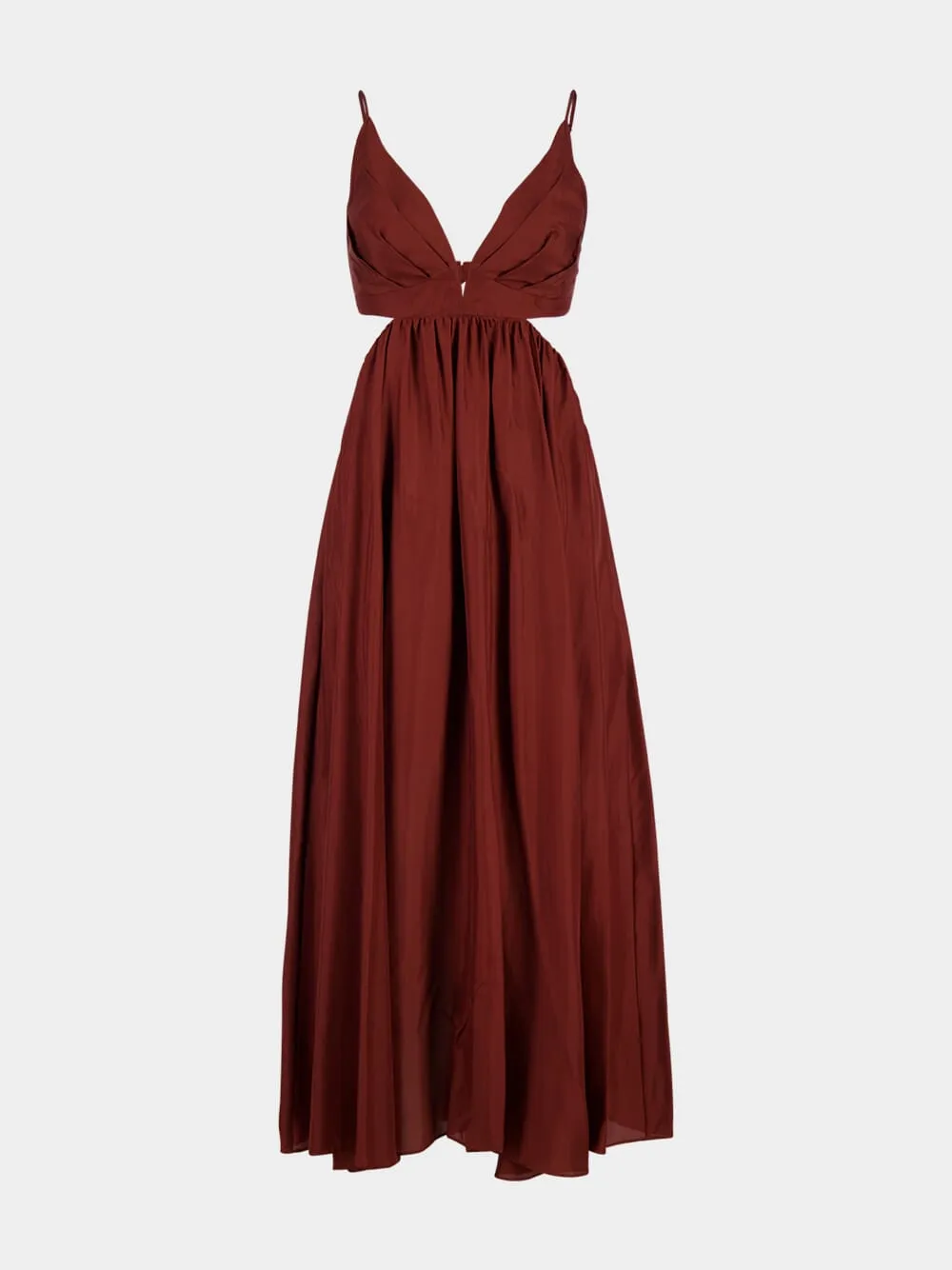 Wanderlust Plunge Maxi Dress in Burgundy sold by Fashion Clinic product image thumbnail 2