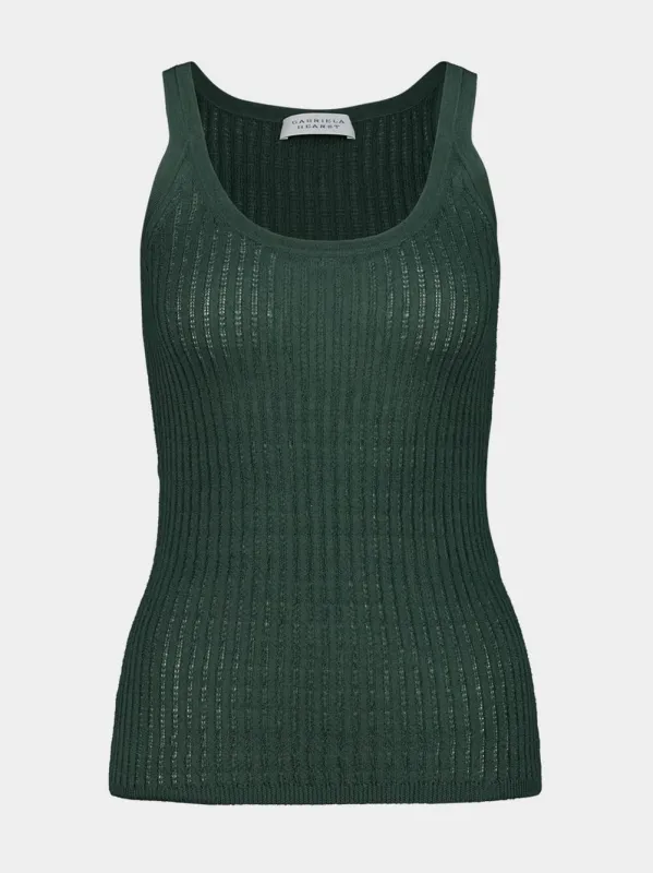 Nevin English Green Knit Tank Top sold by Fashion Clinic