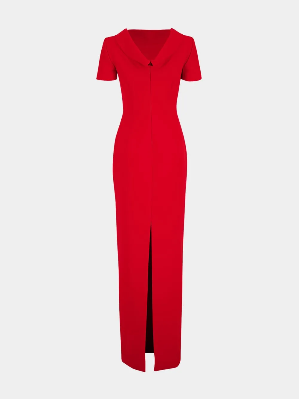 Red Collared Crepe Column Gown sold by Fashion Clinic product image thumbnail 3