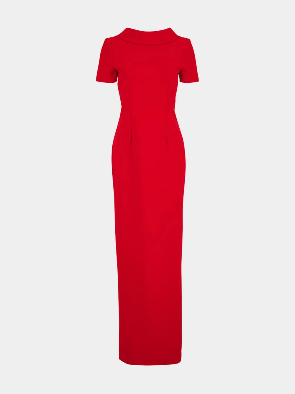 Red Collared Crepe Column Gown sold by Fashion Clinic product image thumbnail 2