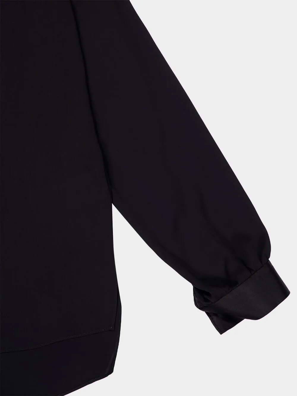 Black Washed Silk Tunic Shirt with Tuxedo Details sold by Fashion Clinic product image thumbnail 4