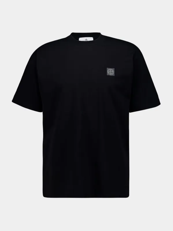 Black Combed Organic Cotton T-Shirt sold by Fashion Clinic