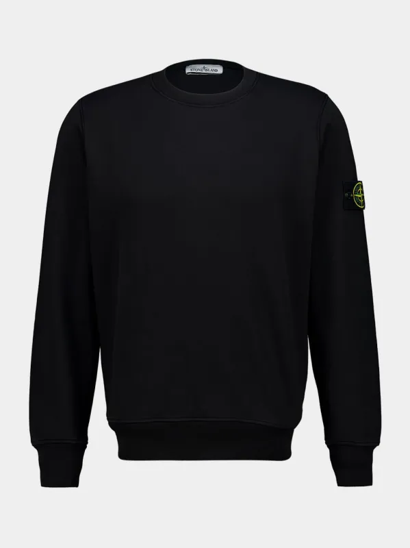 Black Organic Cotton Fleece Crewneck Sweatshirt sold by Fashion Clinic