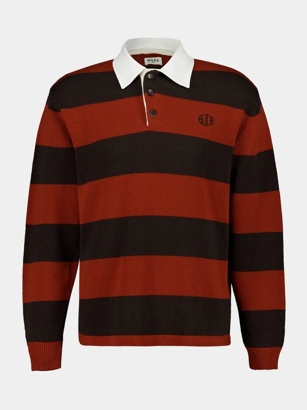 Brown and Red Pine Stripe Polo sold by Fashion Clinic