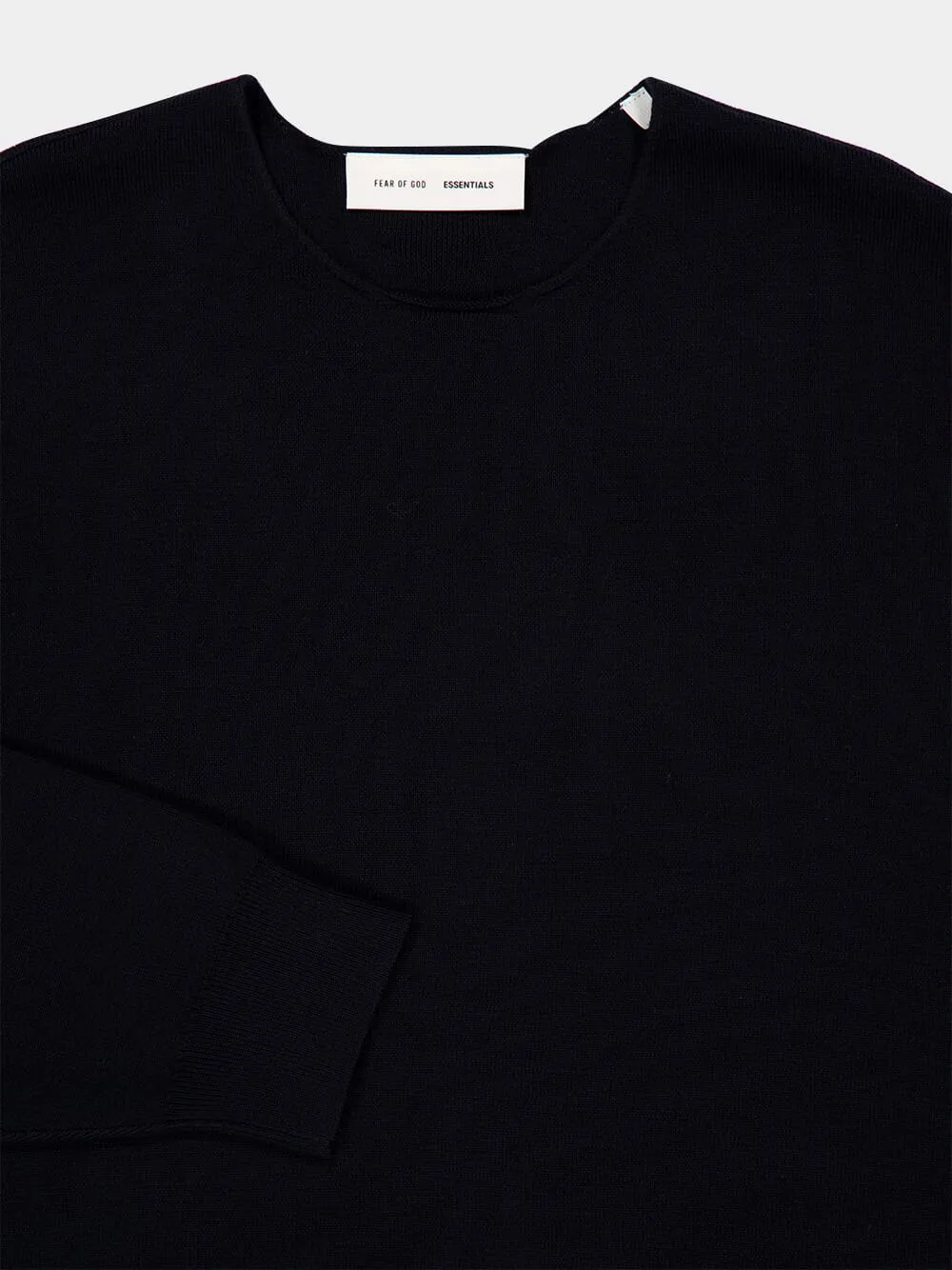 Jet Black Sweater Crewneck Knit in Merino Wool sold by Fashion Clinic product image thumbnail 3