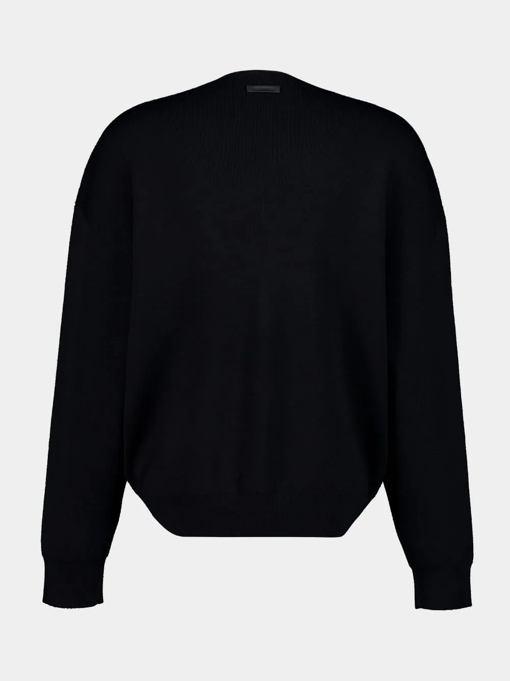 Jet Black Sweater Crewneck Knit in Merino Wool sold by Fashion Clinic product image thumbnail 2