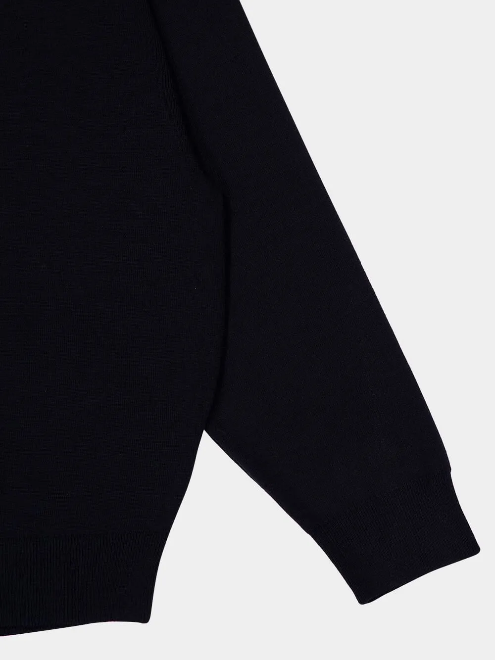 Jet Black Sweater Crewneck Knit in Merino Wool sold by Fashion Clinic product image thumbnail 4