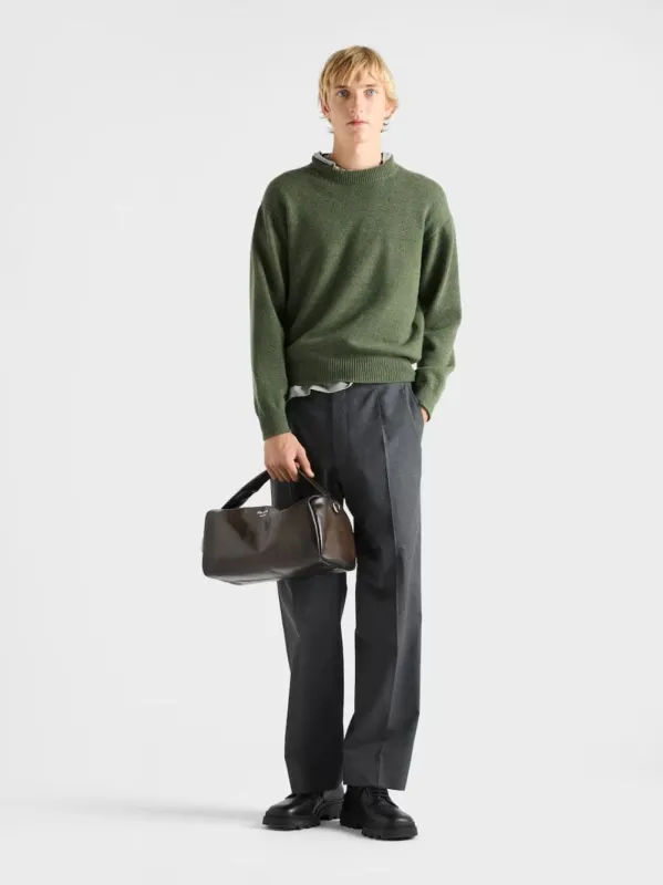 Military Green Re-Cashmere Crew-Neck Sweater sold by Fashion Clinic