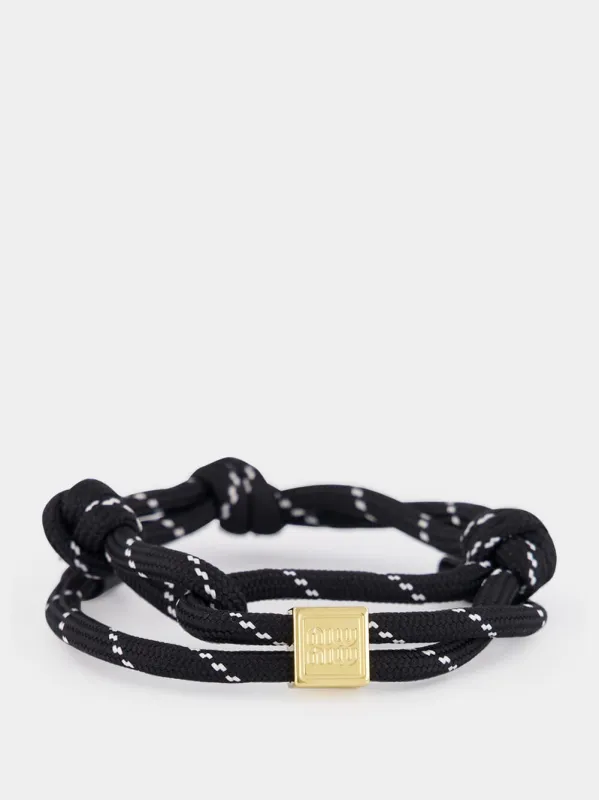 Black Cord Bracelet with Leather Tips sold by Fashion Clinic