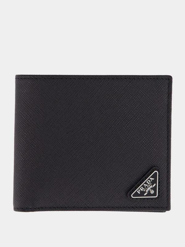 Black Re-Nylon and Leather Wallet sold by Fashion Clinic