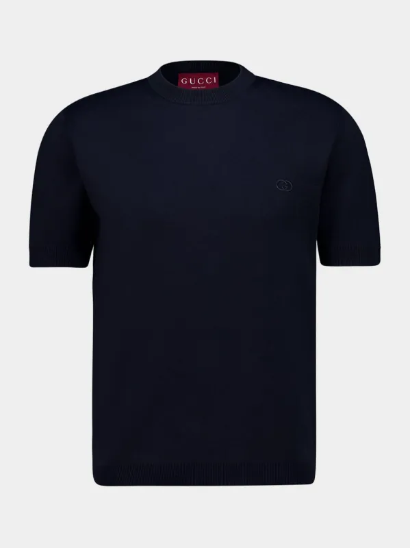 Dark Navy Cotton T-Shirt sold by Fashion Clinic
