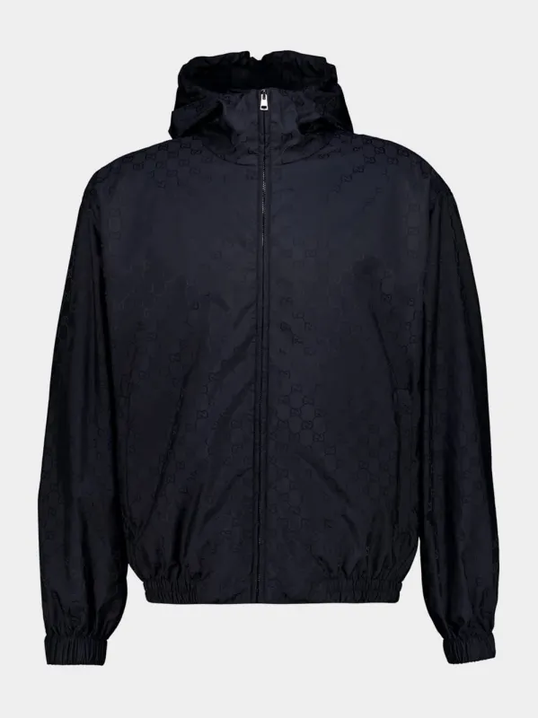 Ink Blue Nylon Bomber Jacket sold by Fashion Clinic