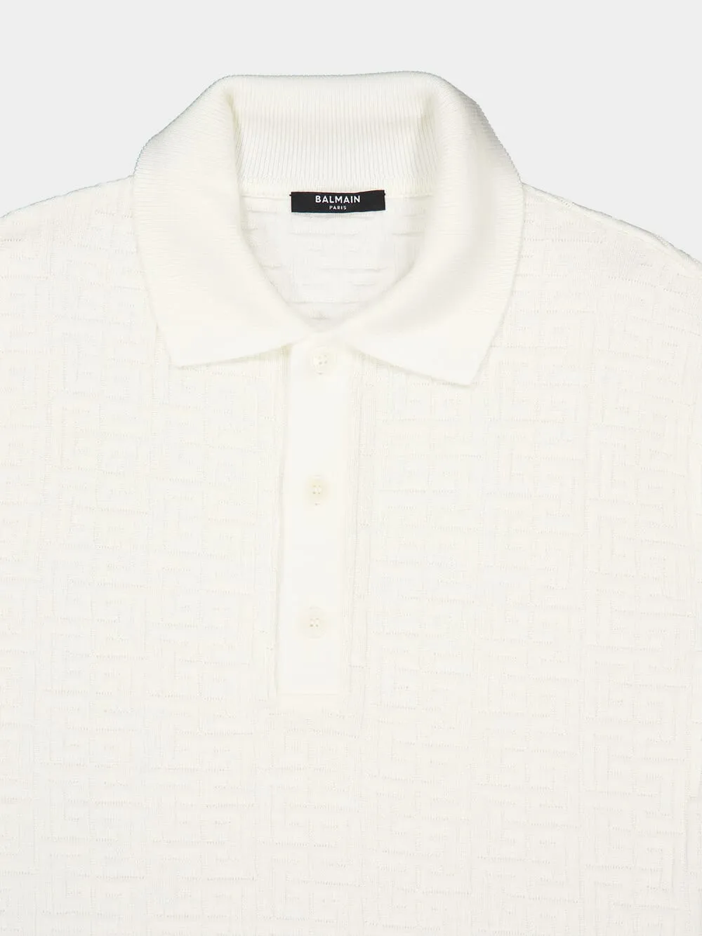 Natural Monogram Knit Wool Polo Shirt sold by Fashion Clinic product image thumbnail 3