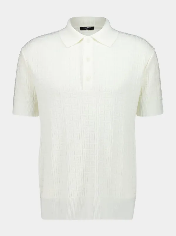Natural Monogram Knit Wool Polo Shirt sold by Fashion Clinic
