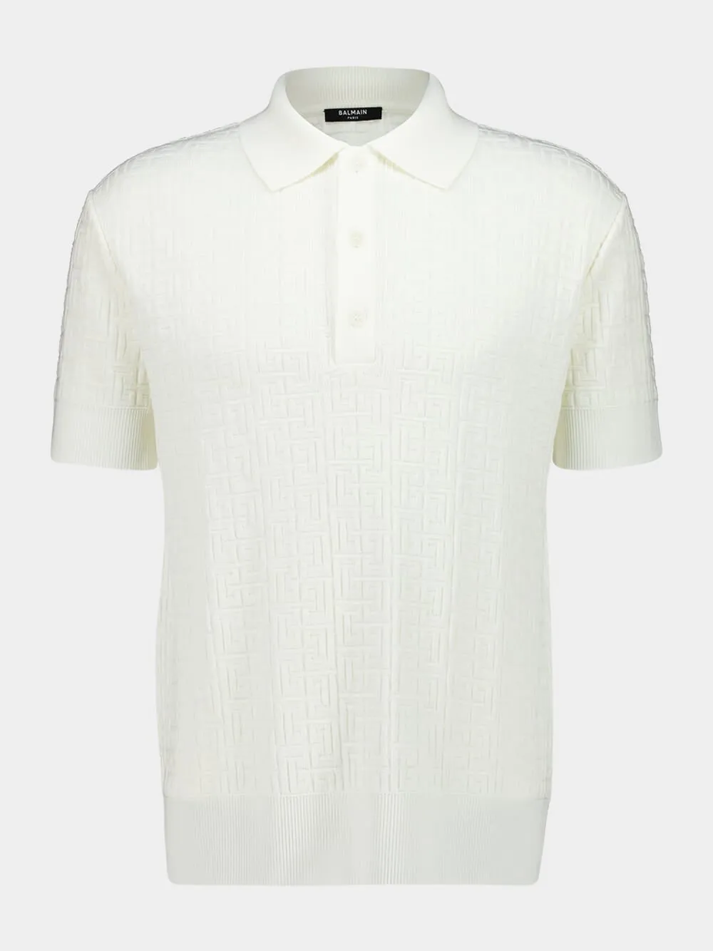 Natural Monogram Knit Wool Polo Shirt sold by Fashion Clinic