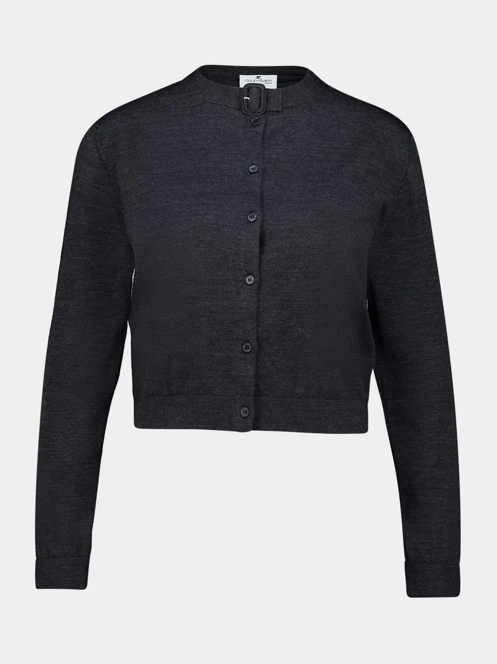 Carbon Grey Buttoned Merino Wool Cardigan sold by Fashion Clinic