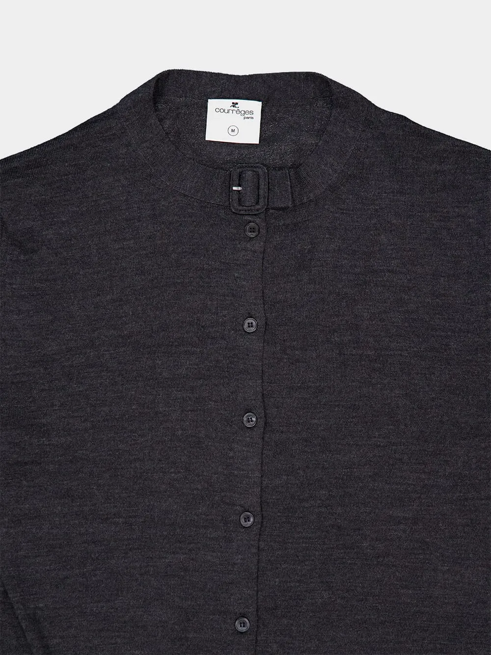 Carbon Grey Buttoned Merino Wool Cardigan sold by Fashion Clinic product image thumbnail 3