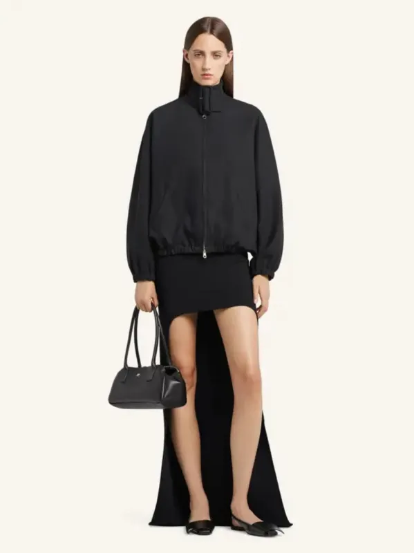 Black Circle-Edged Long Knit Skirt sold by Fashion Clinic