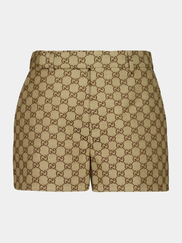 Camel and Ebony GG Canvas Shorts sold by Fashion Clinic