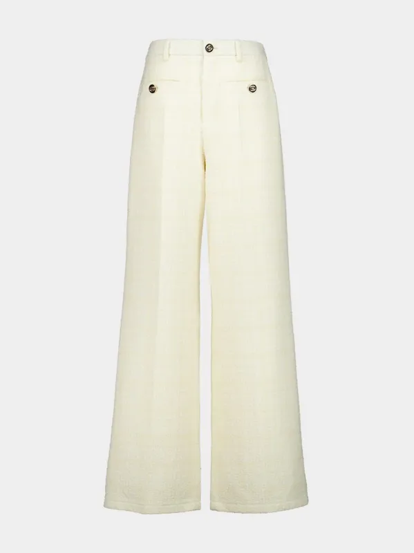Beige Straight-Leg Cotton Trousers sold by Fashion Clinic