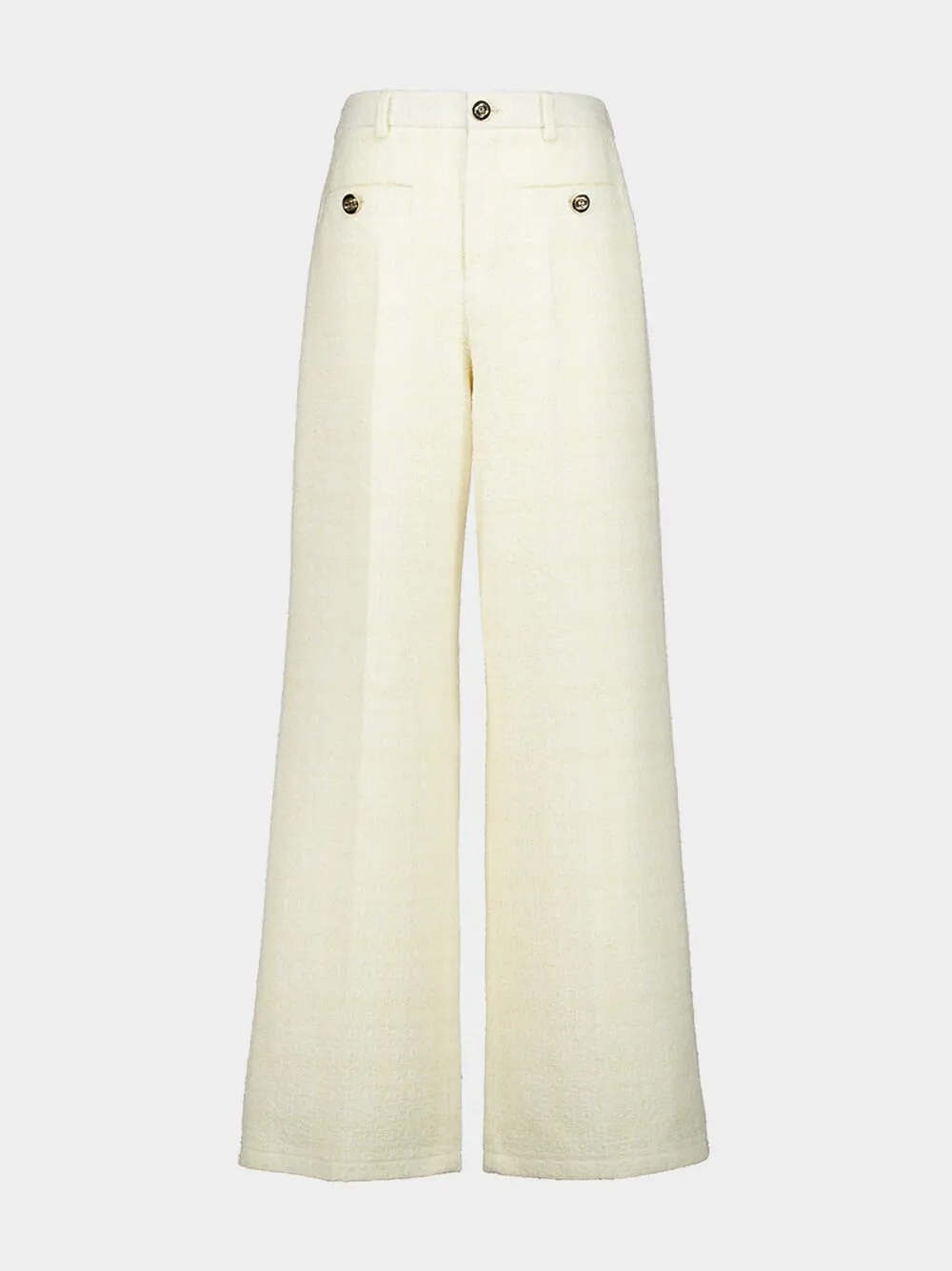 Beige Straight-Leg Cotton Trousers sold by Fashion Clinic